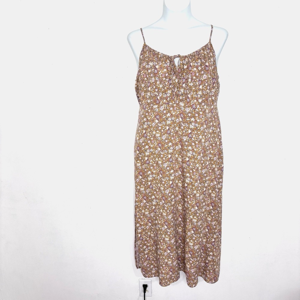 Old Navy Dress Large Petite Brown Floral Cami Boho Beach Festival Vacation